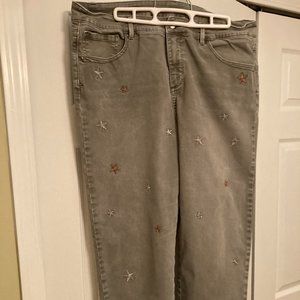 Soft Surroundings Green Ankle Pant with stars